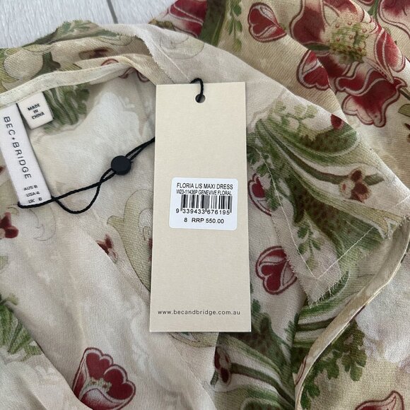 bec + bridge Floral Wrap Dress - Green and Red - Picture 7 of 7